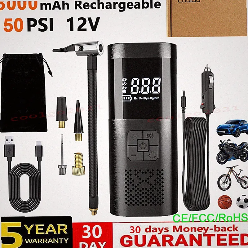 150 PSI Air Compressor Tire Inflator Air Pump For Car Moto Bike Tires Cordless