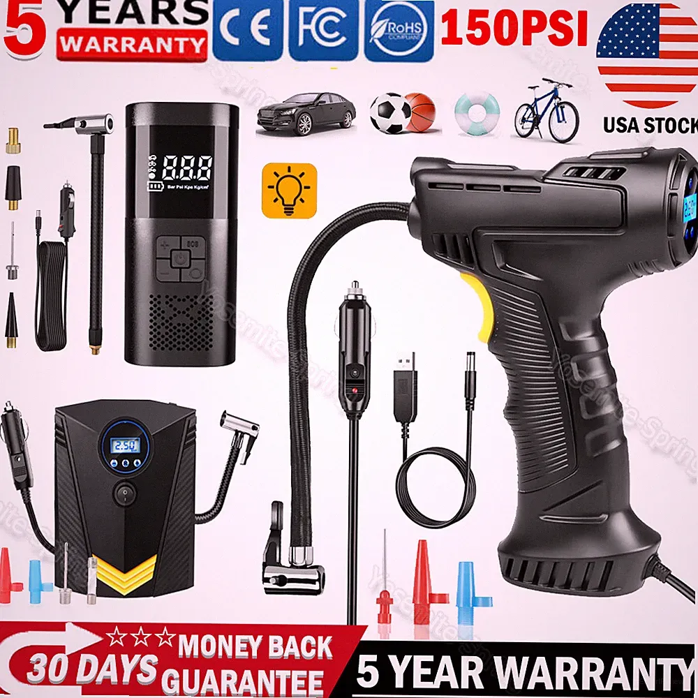 150PSI Tire Inflator Car Air Pump Compressor Electric LED Digital for Motor Bike
