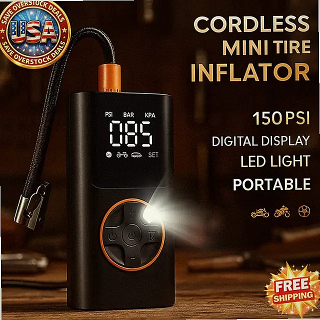 Cordless Mini Tire Inflator 150 PSI Portable Air Compressor for Car Bike