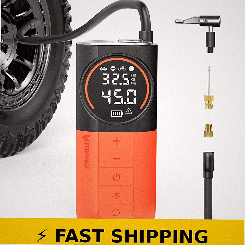 ETENWOLF S1 Portable Air Compressor 160PSI for Cars & Bikes - Orange