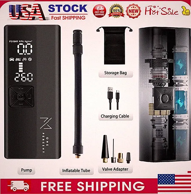 LCD Electrical Air Pump Portable Wireless Tire Inflatable Pump for Car Bicycle