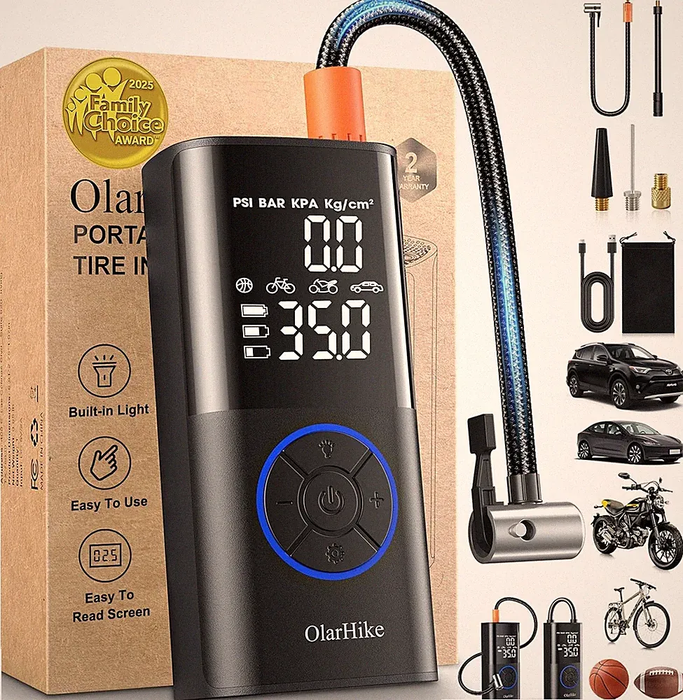 OlarHike Portable Tire Inflator, 160PSI Smart Air Pump for Car, Bike &Motorcycle