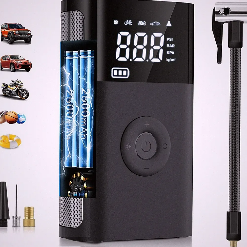 Portable Air Compressor for Car, Bike, & Motorcycle - 150 PSI Inflator Tool