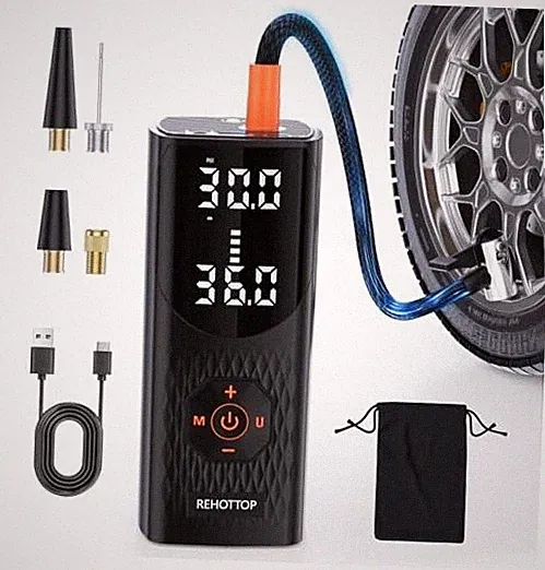 Tire Inflator Portable Air Compressor, 160 PSI Cordless Air Pump for Car Black