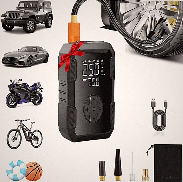 Tire Pump for Bike and Car - Portable Air Pump for Car Tires Cordless Recharg...
