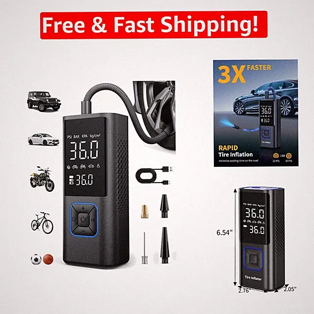 Versatile 150 PSI Cordless Tire Inflator: Perfect for Cars, Bikes & Inflatables